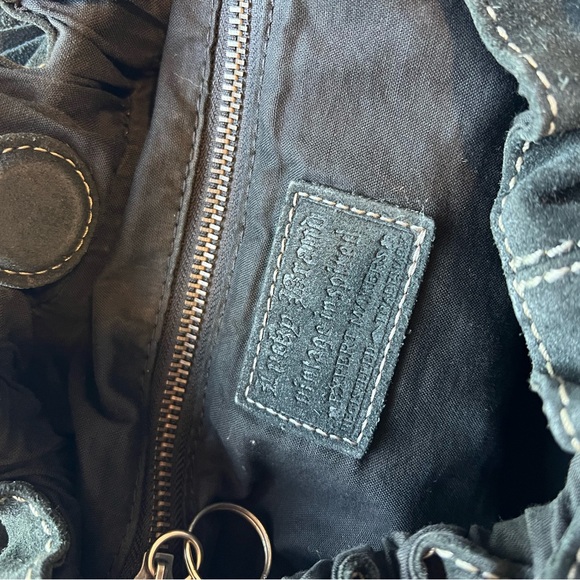 Vintage Lucky Brand Black Suede Leather Hobo Bag Purse 90s/Y2k fringe tassels - Picture 6 of 12